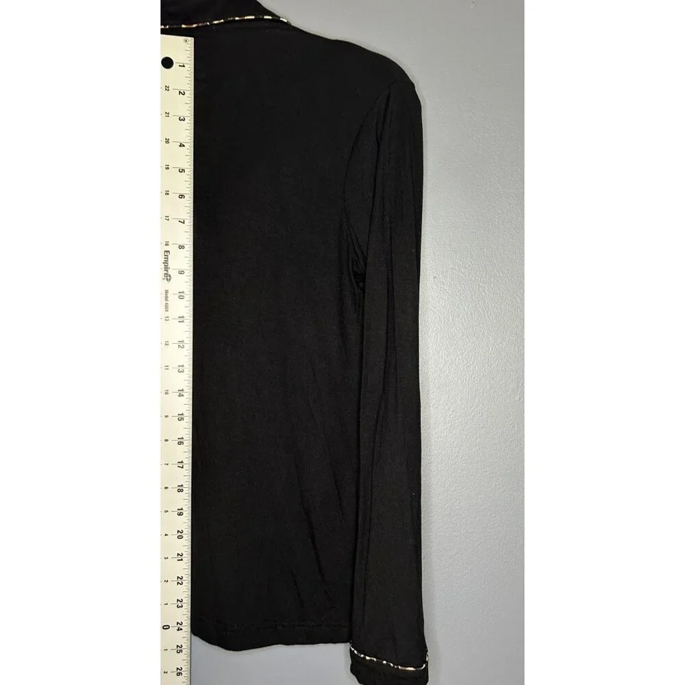 Gilligan O'Malley Pajama Top Womens Small Black Modal Long Sleeve Button Up Soft